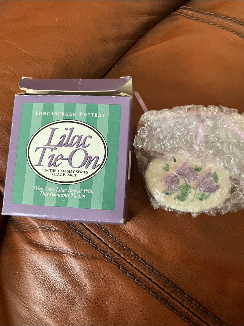Longaberger Pottery Lilac Tie-on Longaberger 1994 May Series Lilac Basket Tie-On